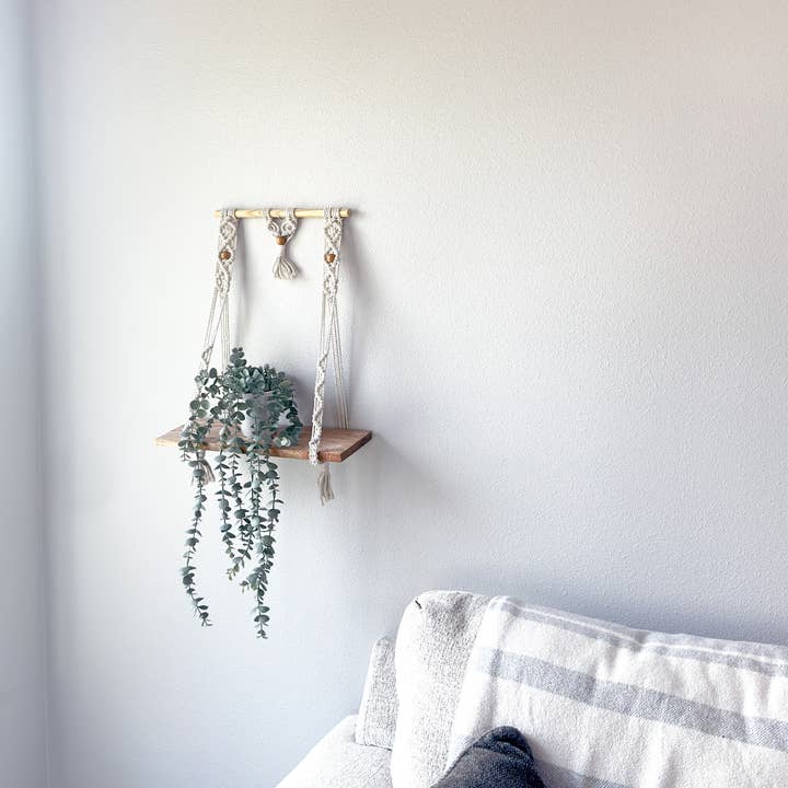 16" Macramé Wall Shelf for wholesale by Meesh Drops