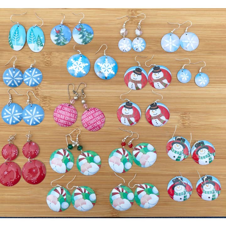 TTE Designs - Wholesale Dangle Earrings - Recycled Tin Holiday Earrings