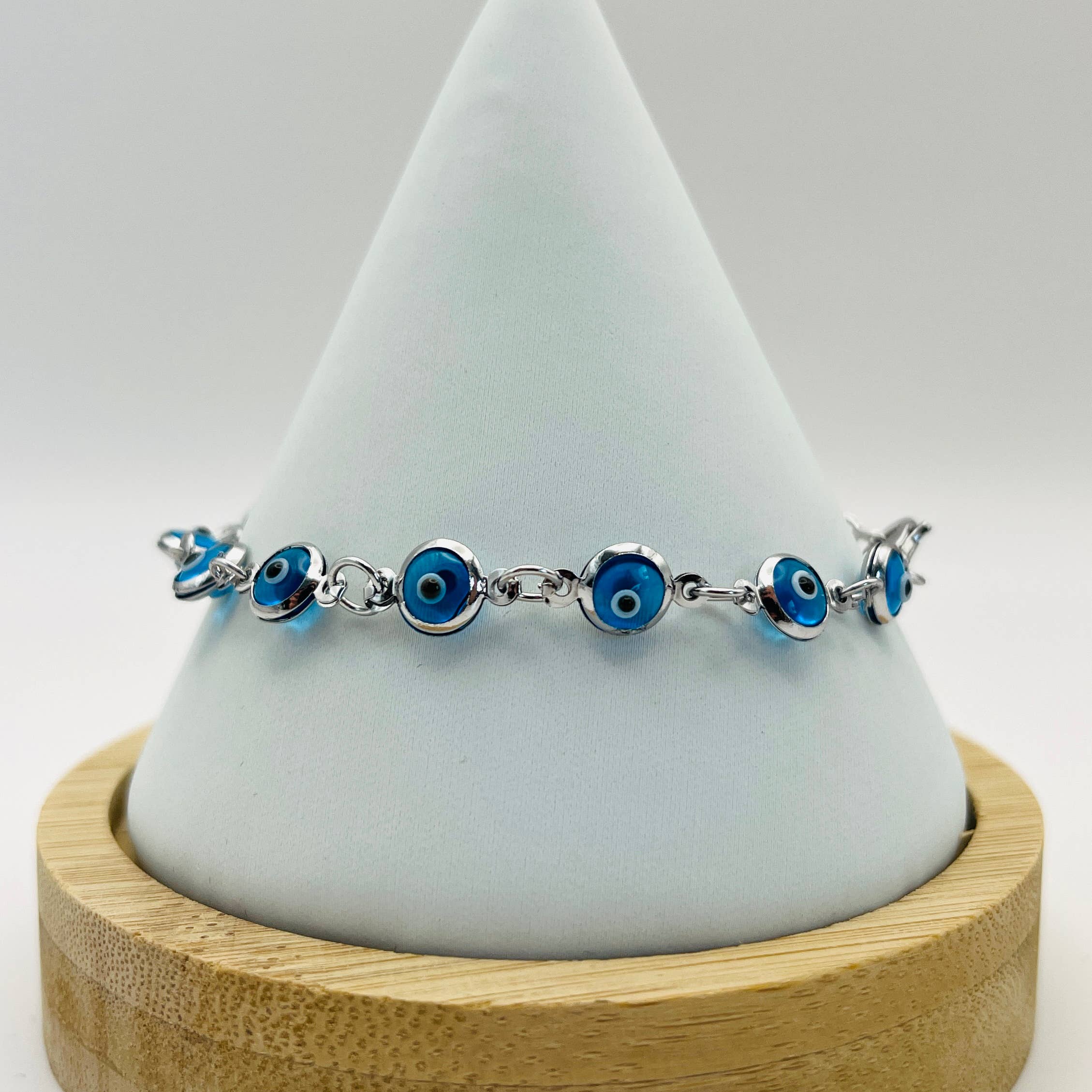 Loli - Wholesale Link & Chain Bracelet - Lux Crystal Chain Evil Eye Bracelet - Silver - Gold Color8