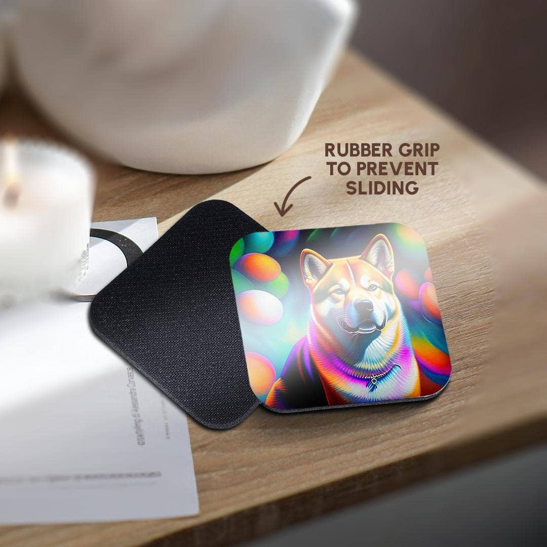 3dRose - Vendita all'ingrosso Sottobicchiere - 3dRose, Splendido ritratto di cane Shiba Inu. Regalo di pittura digitale fantasy, Sottobicchiere10