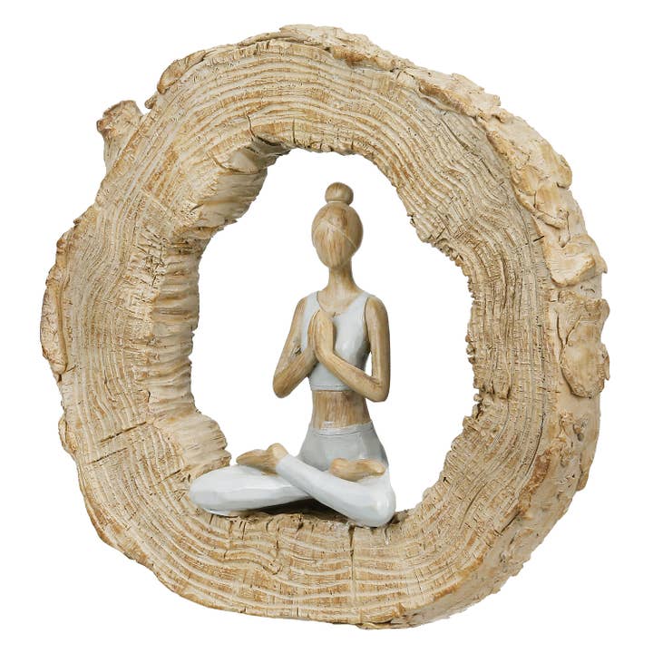 Escultura redonda Padmasana color natural H. 18 cm, VE 2 para venta al por mayor de Gilde Handwerk Macrander GmbH & Co. KG