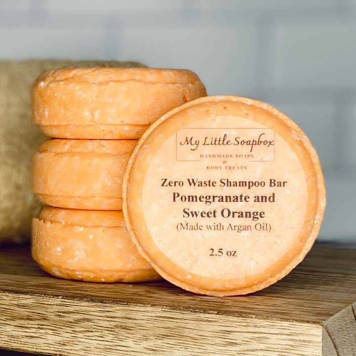 Pomegranate and Sweet Orange Zero Waste Shampoo Bar for wholesale by My Little Soapbox