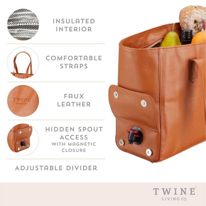 Twine - Wholesale Wine Tote - Faux Leather Insulated Wine Tote4