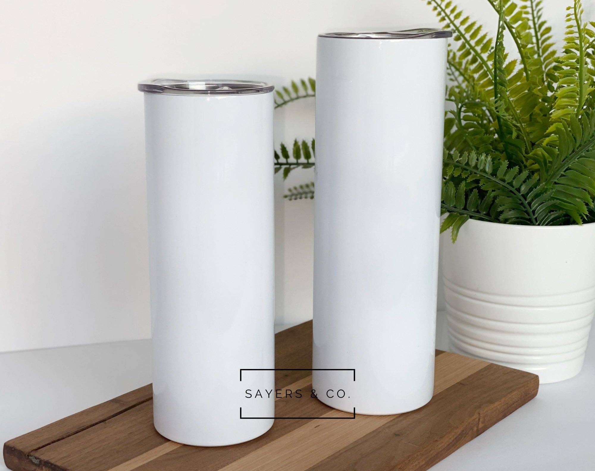 Sayers & Co. - Wholesale Insulated Mug/Tumbler - 10 PACK- 20oz or 30oz Skinny STRAIGHT White Sublimation NON Tapered Blank Stainless Steel Tumbler Water Bottle wholesale 20 oz 30 oz7