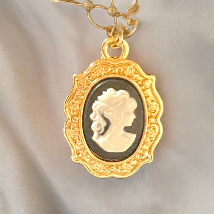 Gilded Age Black and White Ornate Cameo for wholesale by Supr Nova Wrists