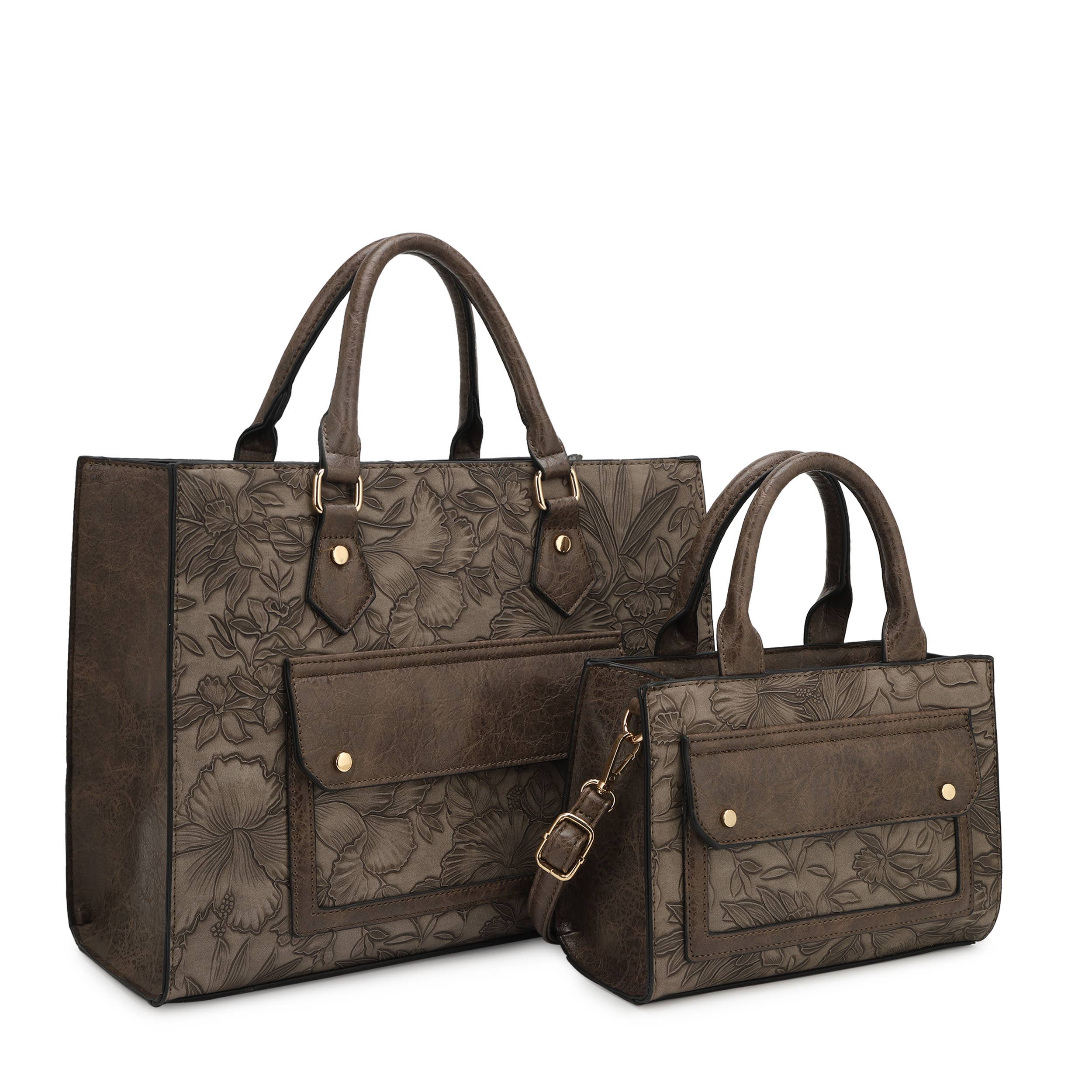 KAYLA+AVA - Vendita all'ingrosso Borsa tote - Donna - Set di borse tote con motivo floreale in rilievo Margaret Hibiscus12