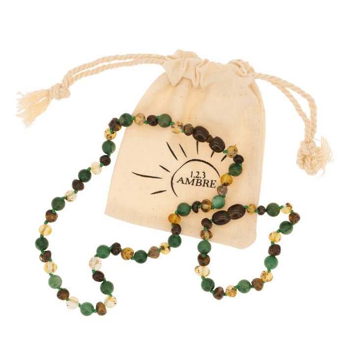 Pack Ketting+Armband Groene Amber en Afrikaanse Jade voor wholesale door 123Ambre