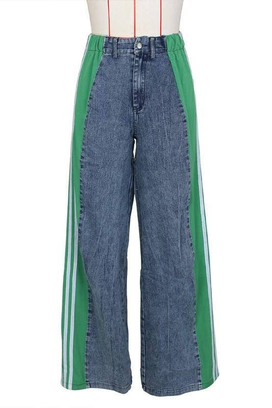 Queen Fashion - Vente Pantalon – femme - pantalon rayé à jambes larges11