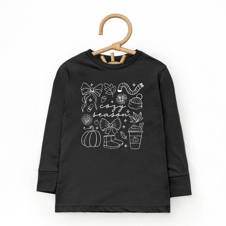 Gemütliche Saison Coquette-Ikonen - Langarm-Grafik-T-Shirt für Kleinkinder und Langarm-Grafik-T-Shirt für Jugendliche für den Großhandel von The Juniper Shop Wholesale