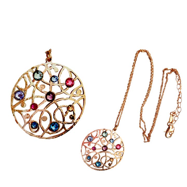 Cavas gioielli - Wholesale Pendant/Charm Necklace - Gold-plated 925 silver necklace with colored crystals2