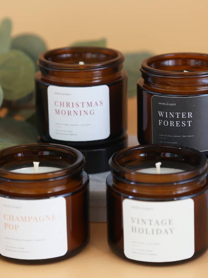Gift Set of Four Scented Holiday Candles - 2 ounce candles for wholesale by Acute Designs