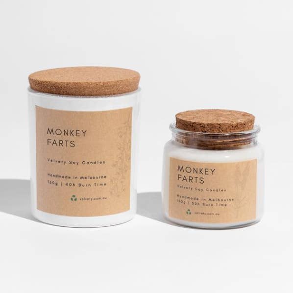 Velvety - Wholesale Jar/Filled Candle - Monkey Farts Vegan Soy Candle0