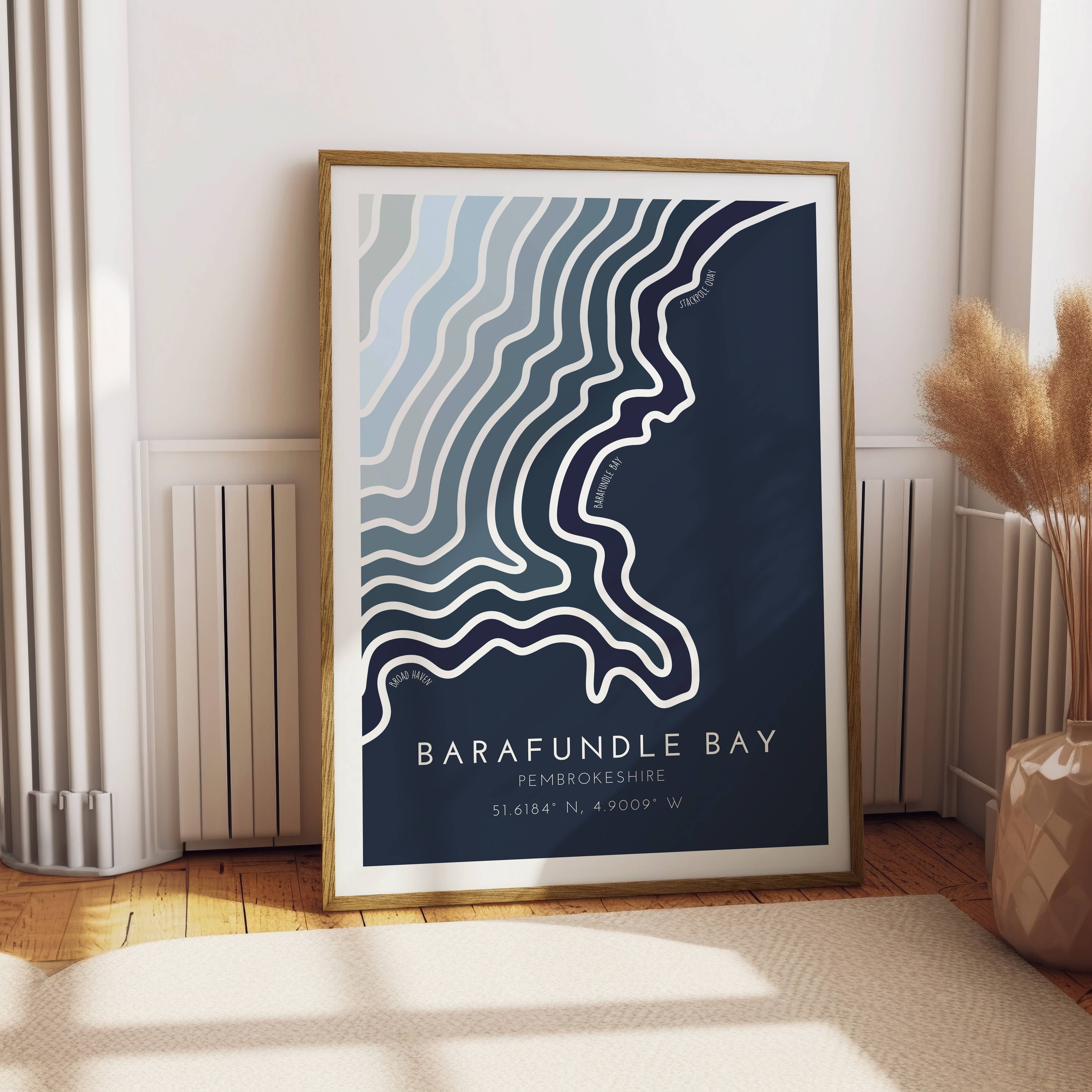 Jude River Design – wholesale Art print – Barafundle Coastline Print - Coastal Wall Art0