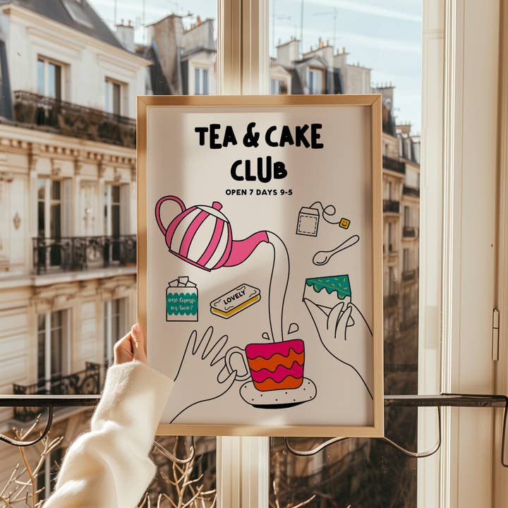 Impresión del Club de Té y Pastel para venta al por mayor de Pink Giraffe Print Co