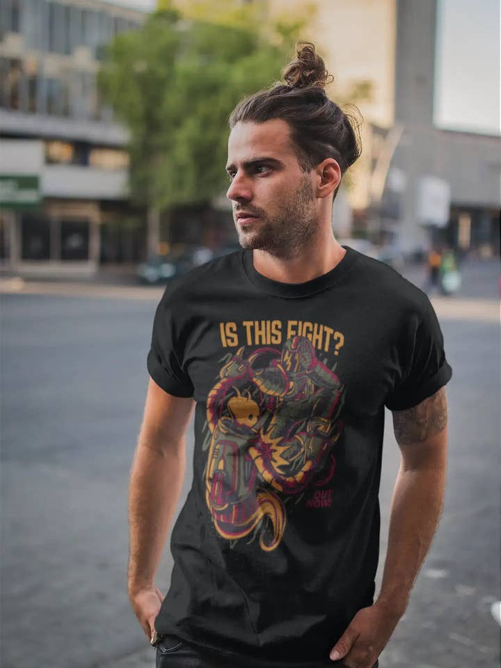 T-shirt fantaisie ULTRABASIC pour hommes Is This Fight - T-shirt Funny Robot pour la vente par ULTRABASIC