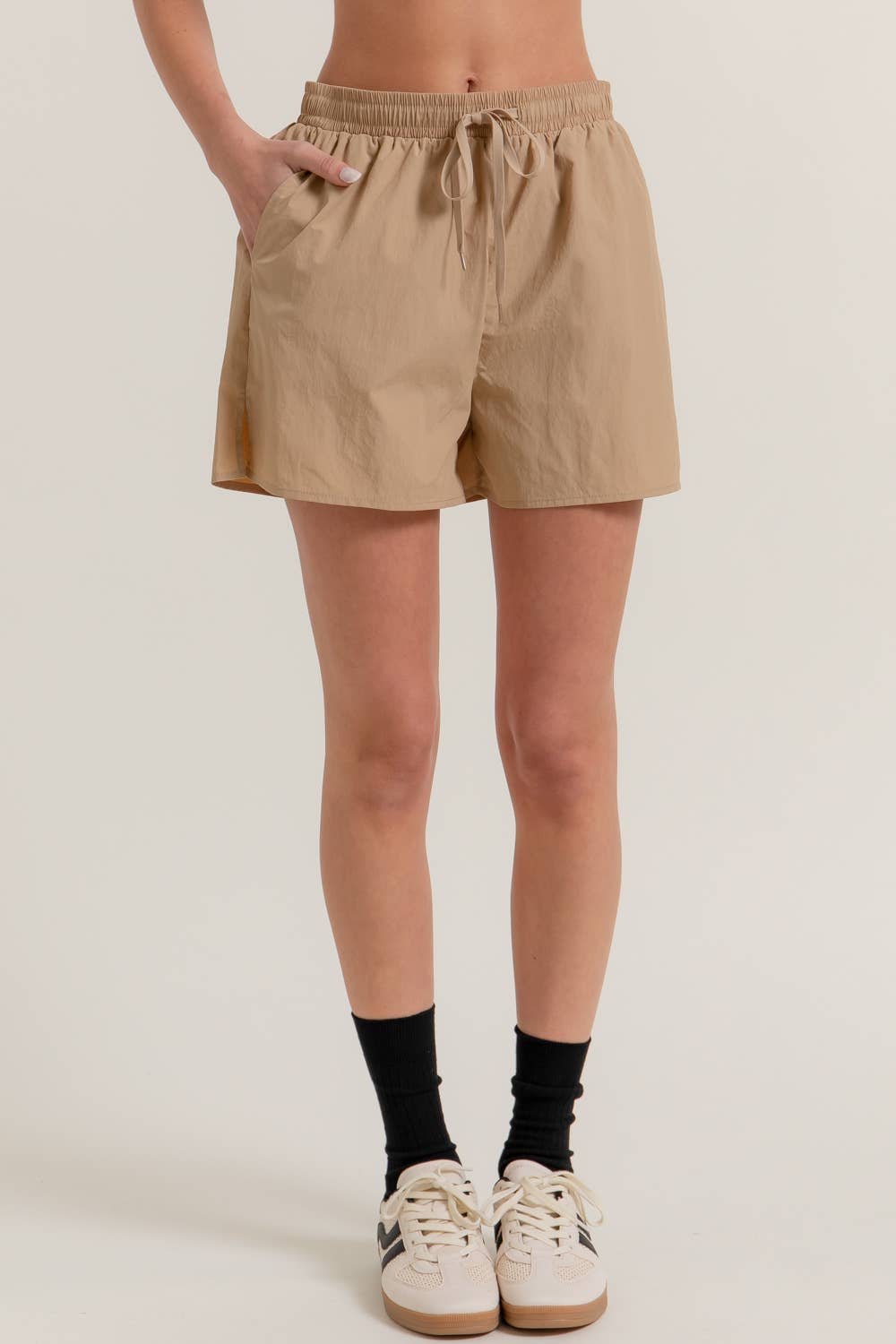 Active Basic | Active USA - Wholesale Athletic Shorts - Women's - Anorak Fabric Side Slit Workout Shorts9