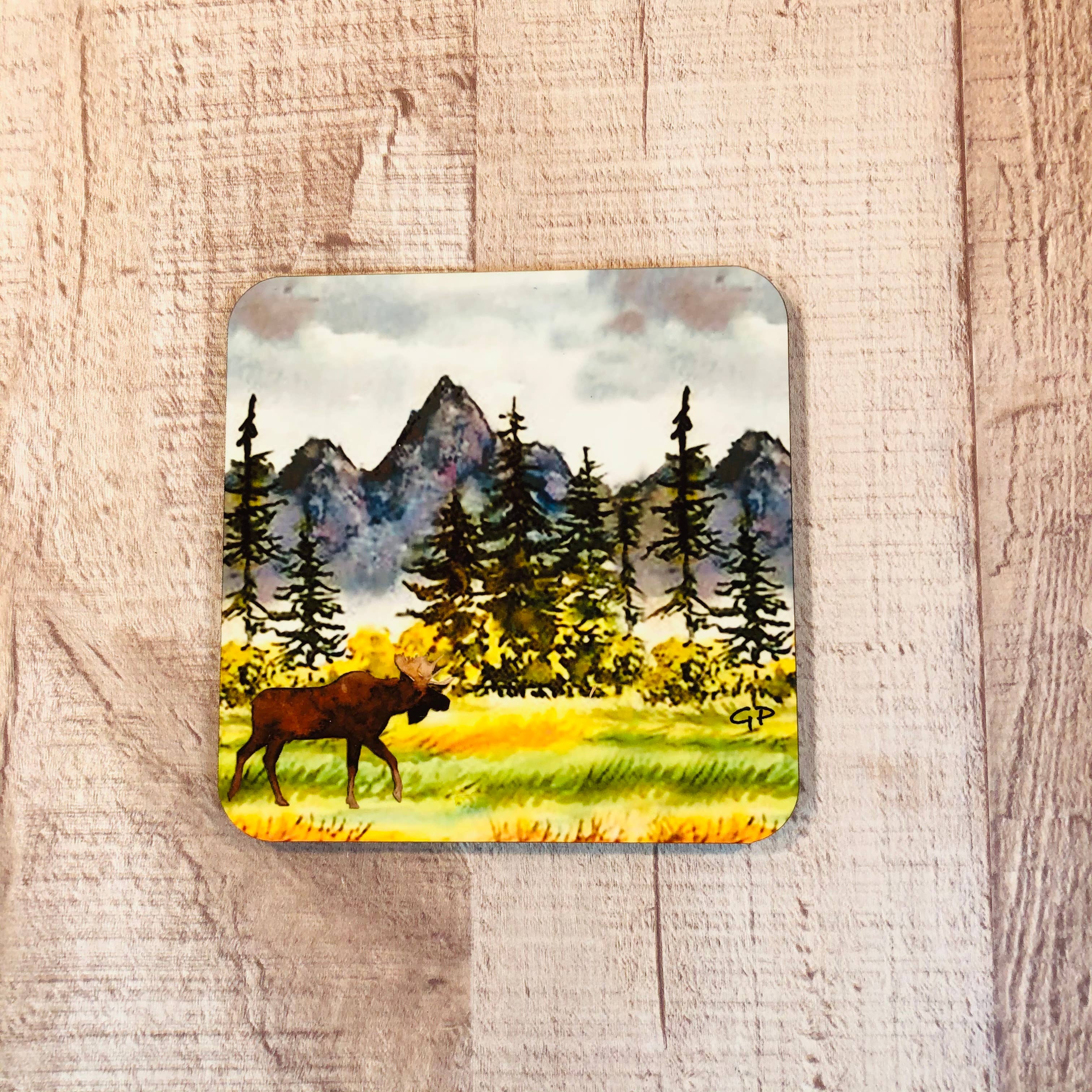 GP Originals - Vente Sous-verre - Moose Meadows Ensemble de dessous de verre 4 pièces avec dos en liège2