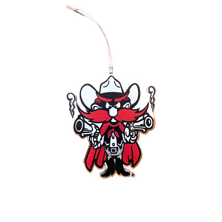 Texas Tech Mascot Acrylic Ornament for wholesale by Valiant Gifts Inc
