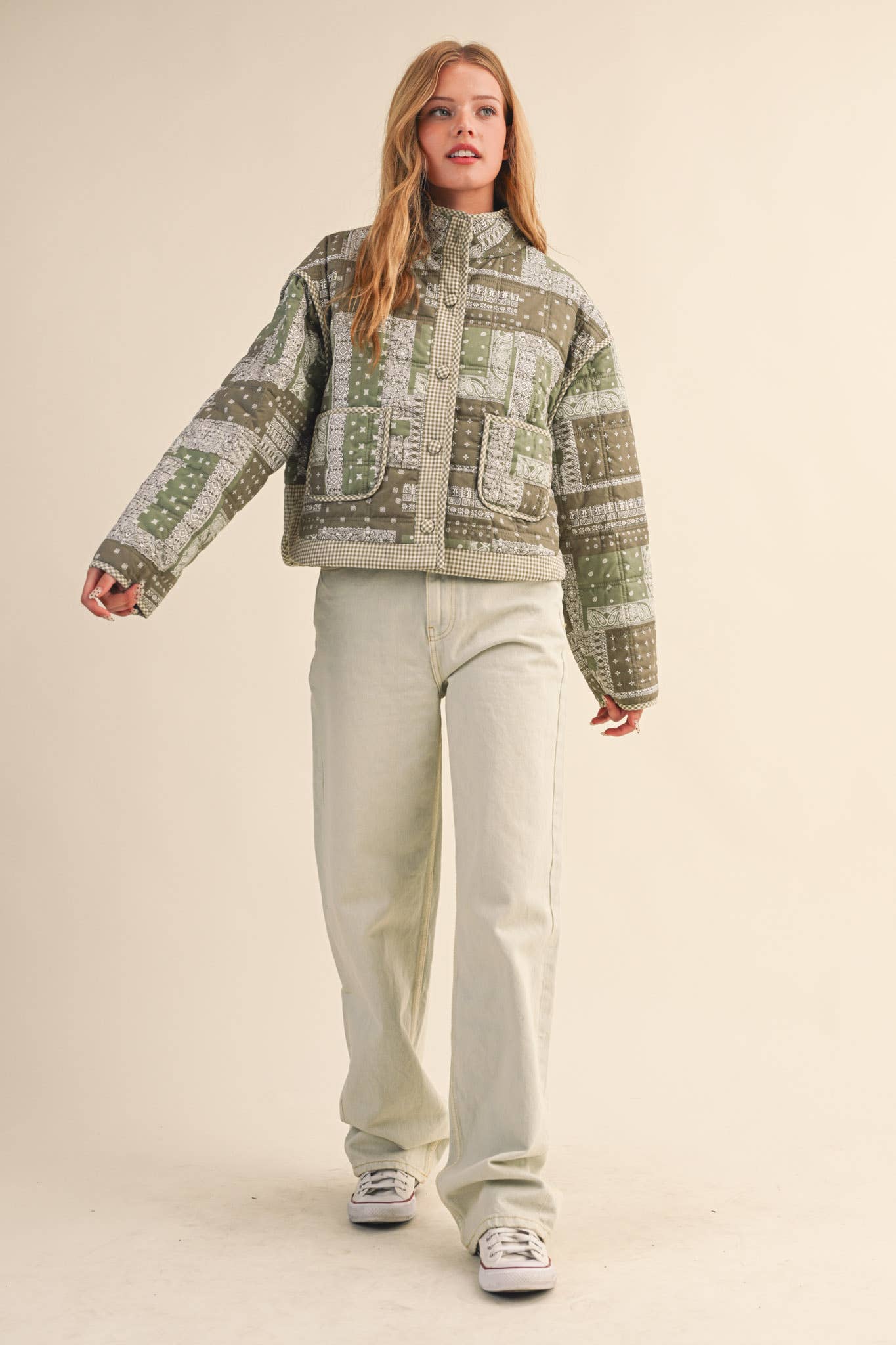 &MERCI - Wholesale Jacket - Women's - BANDANA PATCHWORK QUILTED JACKET MJK417518