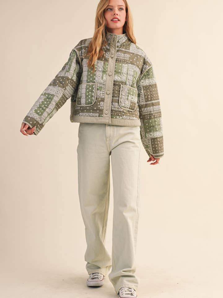 &MERCI - Wholesale Jacket - Women's - BANDANA PATCHWORK QUILTED JACKET MJK417518