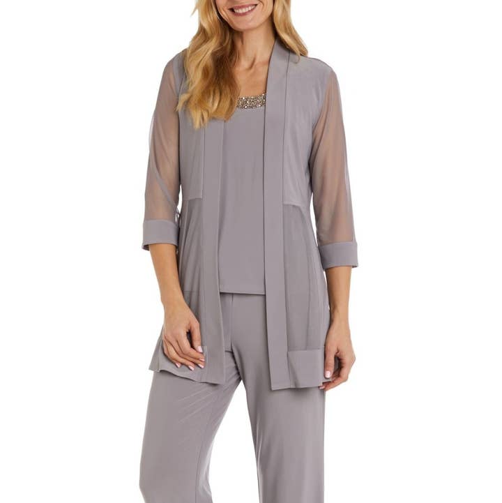 RM Richards Embellished Neck 2-Piece Pants Suit for wholesale by New Yorker's Apparel