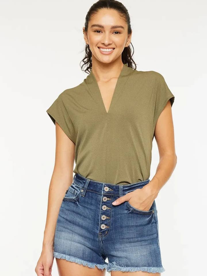 Kancan High Rise Frayed Hem Denim Shorts for wholesale by React Activewear