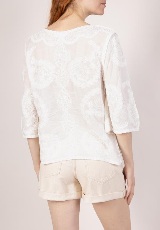 DIX-ONZE - Wholesale T-Shirt - Women's - Embroidered Top with 3/4 Sleeves – Ornamental Patterns6