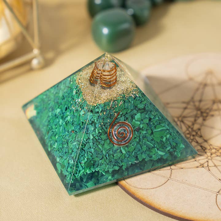 Orgone Pyramid |Synthetic Malachite | Crystal Energy Pyramid for wholesale by Soothing Crystals