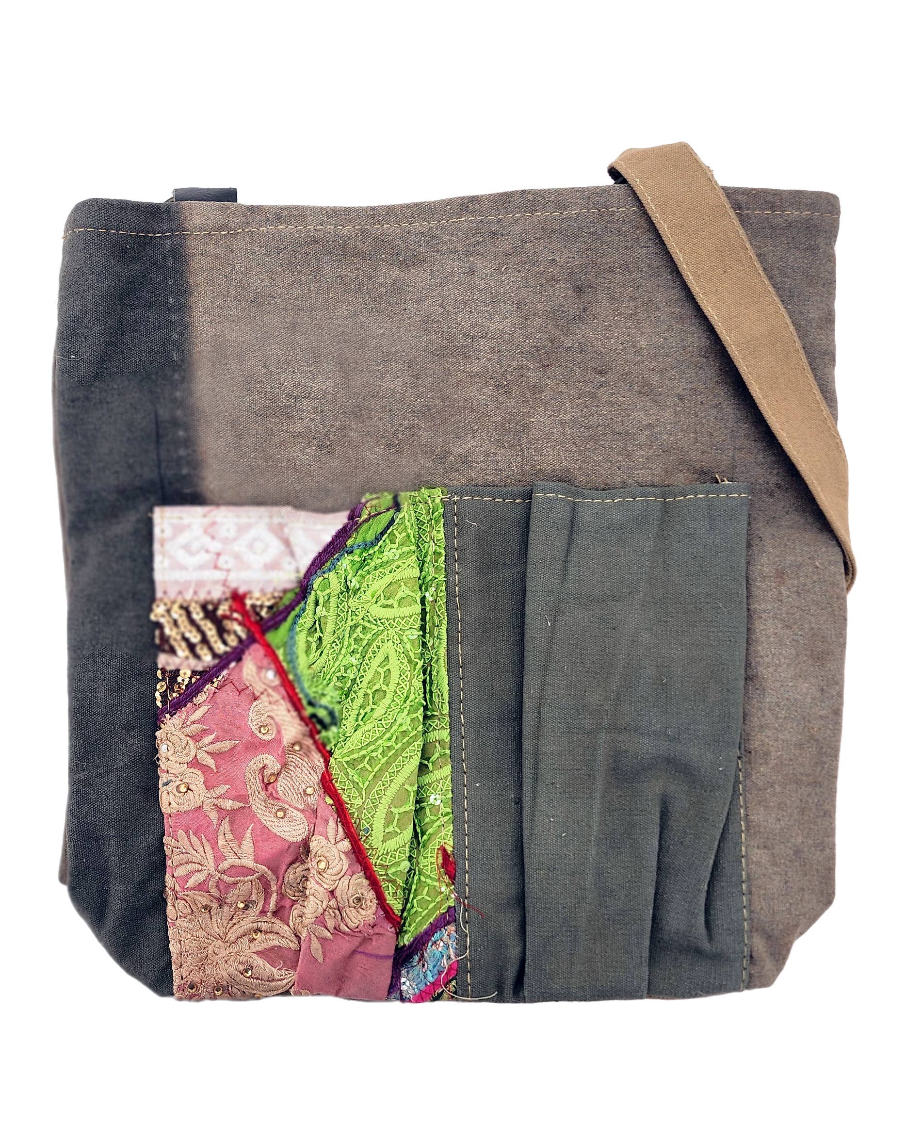 Vintage Addiction - Wholesale Backpack - Women's - Recycled Military Tent Backpack/Crossbody w/ Vintage Fabric3