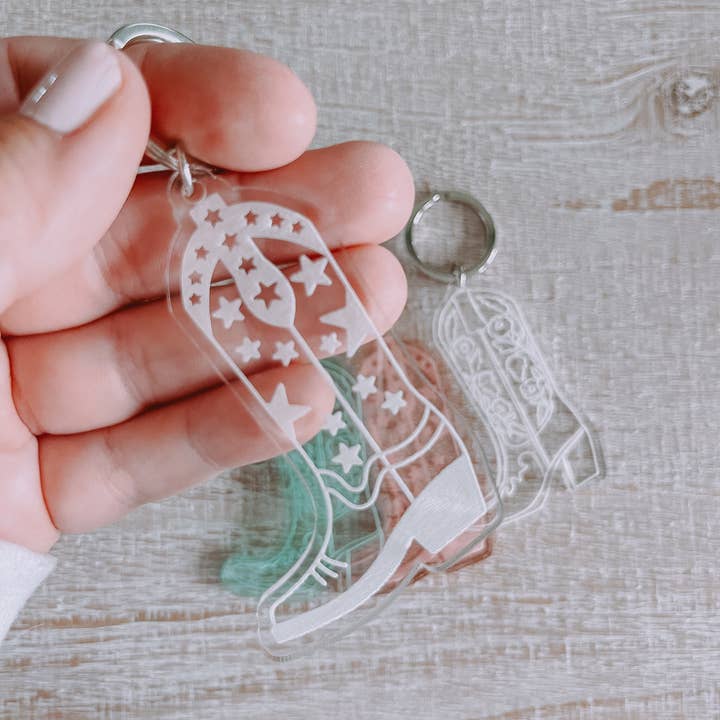 Sugar Koated Designs - Wholesale Keychain - Women's - Cowboy Boots Keychain, Cowgirl Boot Keychain, Western
