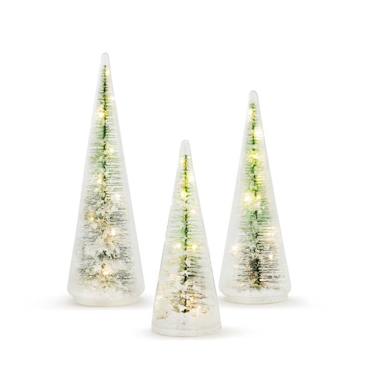 DEMDACO - Wholesale Christmas Decoration - Lit Glass Tree Figures - Set of 3