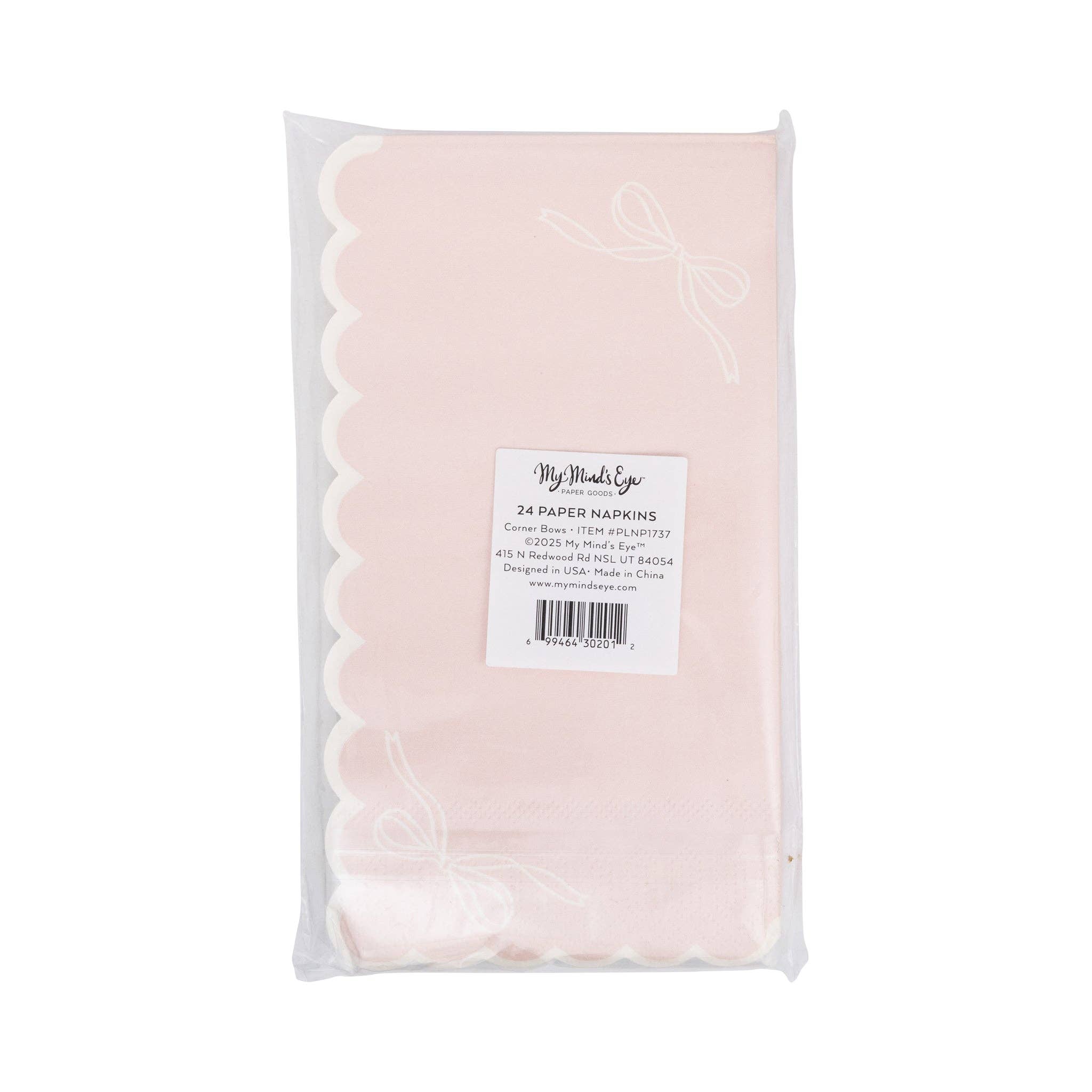My Mind’s Eye – wholesale Disposable napkin – PLNP1737 - Pink Corner Bows Guest Napkin3