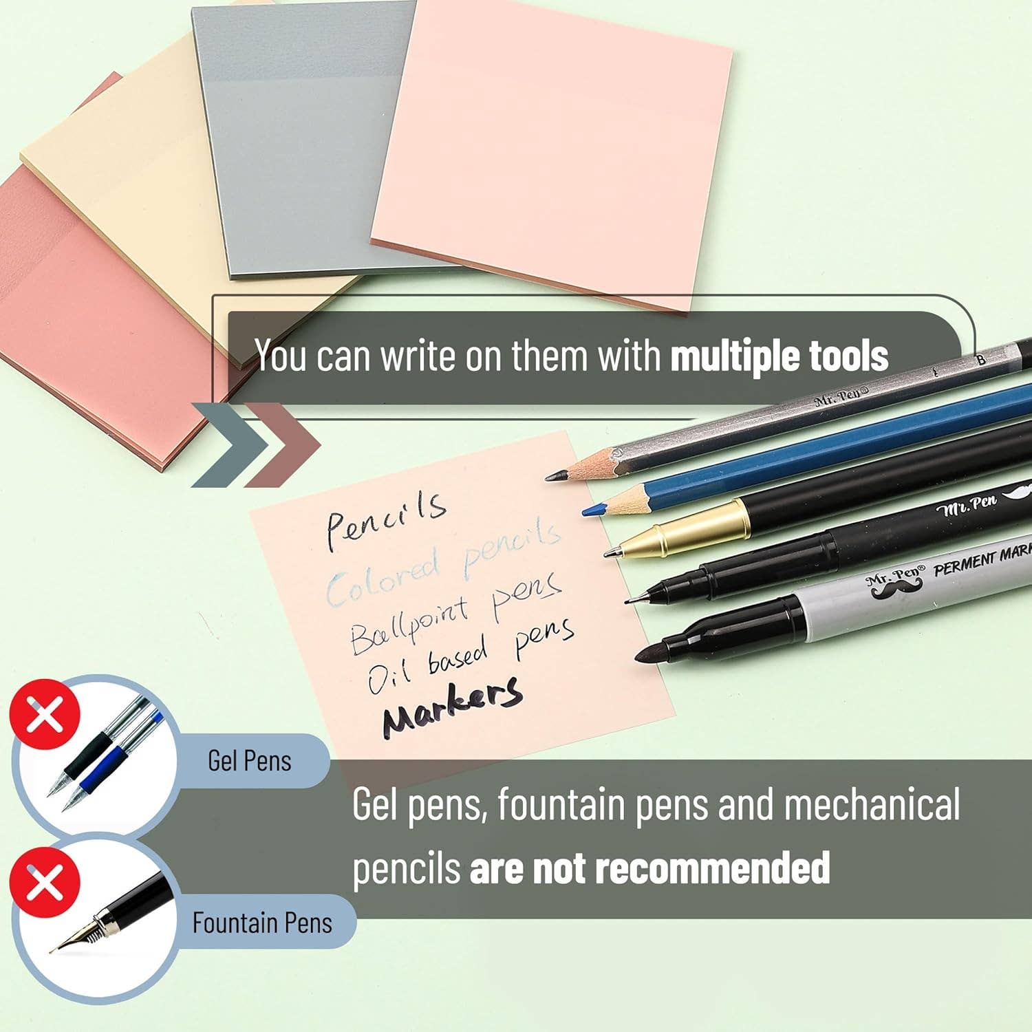 Mr. Pen - Wholesale Sticky Notes - Mr. Pen- Transparent Sticky Notes, 3x3, 200 Sheets,2