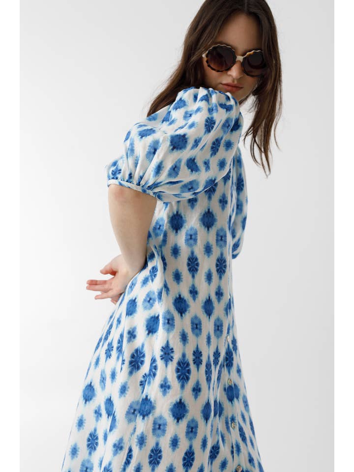 Angel Linen Dress - Hamptons Print for wholesale on Faire7
