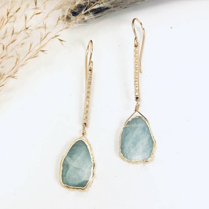 Aquamarine Pillar Earrings for wholesale by Laura J Designs