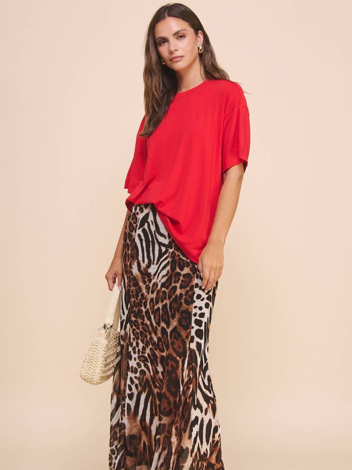 IST1058A Boyfriend T-Shirt Red Burgundy for wholesale by If She Loves