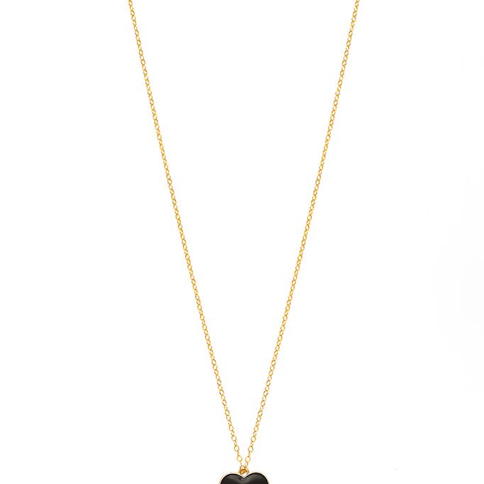Gold Filled 18" Heart Necklace with Magnetic Clasp -Black for wholesale by Rejected Hearts Club