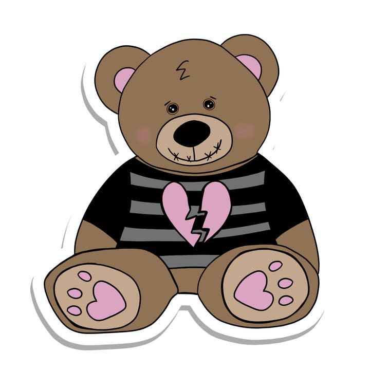 Gothic Teddy Bear | Animal | Waterproof Sticker | 2.5" for wholesale by Rebel and Siren Stickers
