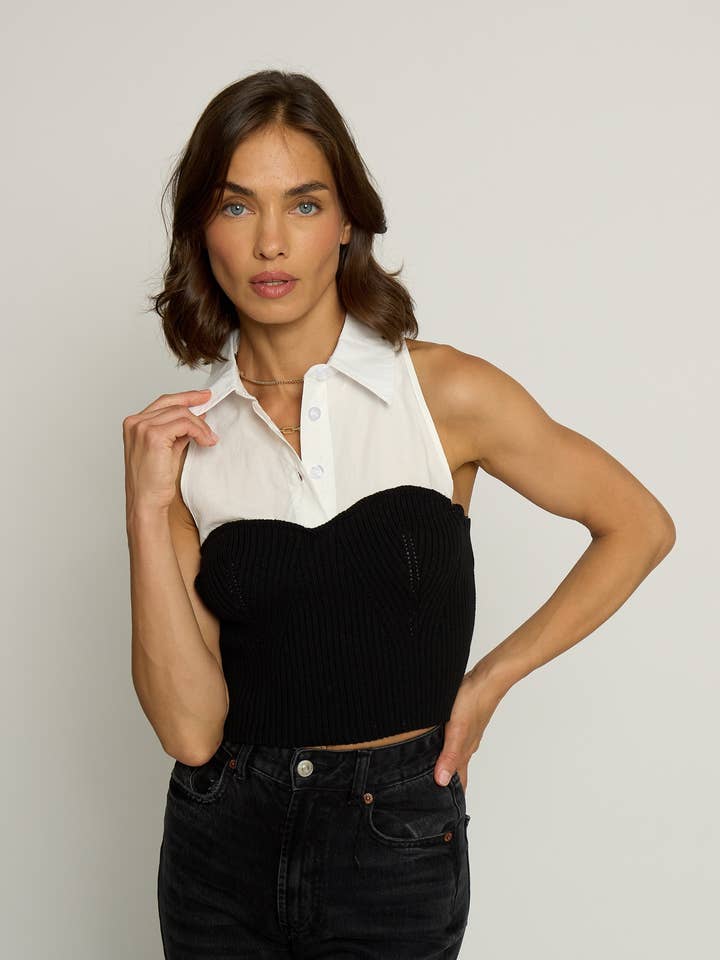 Top a due pezzi con scollo all'americana per la vendita all'ingrosso da parte di Central Park West