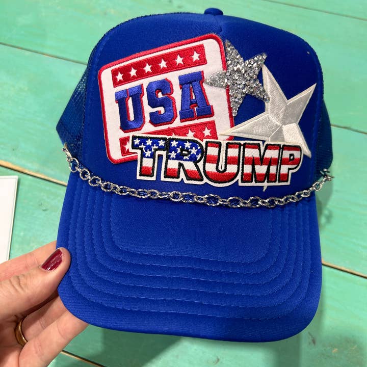 Vibes Hat Company - Wholesale Trucker Hat - Women's - Trump USA Trucker Hat | 4th Of July Hats | USA | Hats0