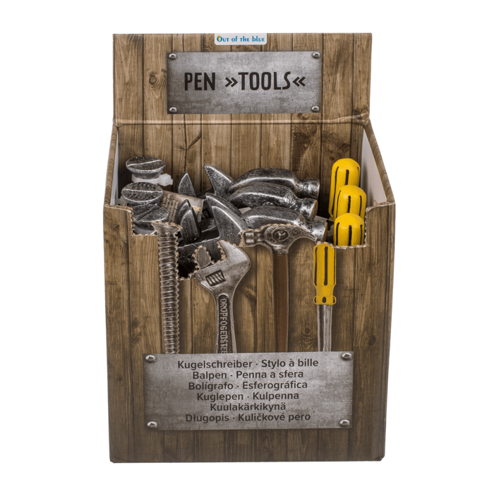 Out of the blue KG – Großhandel Stift – Schreibstifte „Werkzeug“, ca. 12 cm, Polyresin, 4 Sorten, 12 Stück im Display1