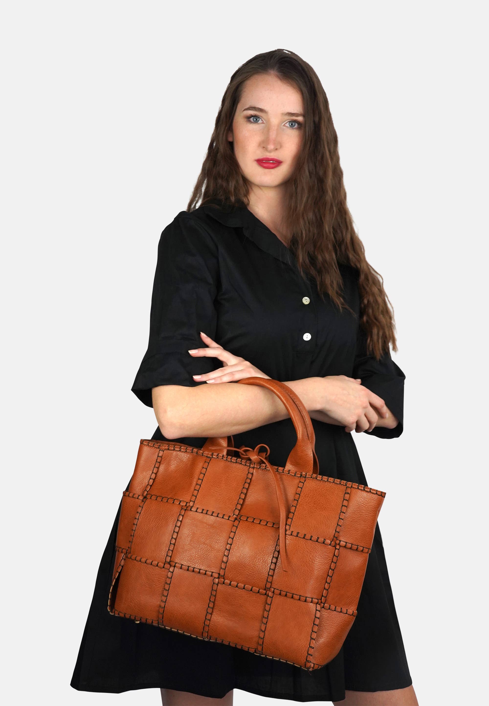 HJS - Venta al por mayor Bolso con asas - Mujer - Bolso 'SADLE' - Elegante diseño trenzado19