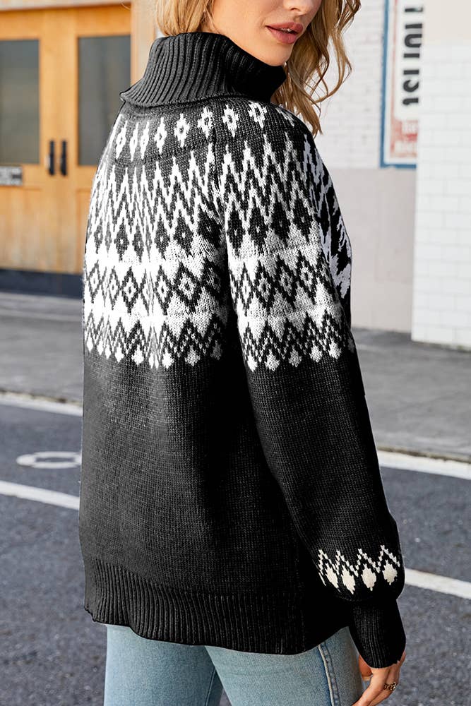 Comely Fashion - Wholesale Pullover-trui - Dames - Retro trui met Azteekse westernkraag en schildpadkraag 6