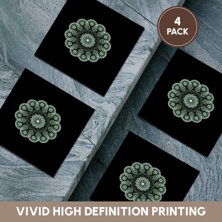 3dRose - Wholesale Coasters - 3dRose, Image of Fractal Green Mandela On Black, Coaster5