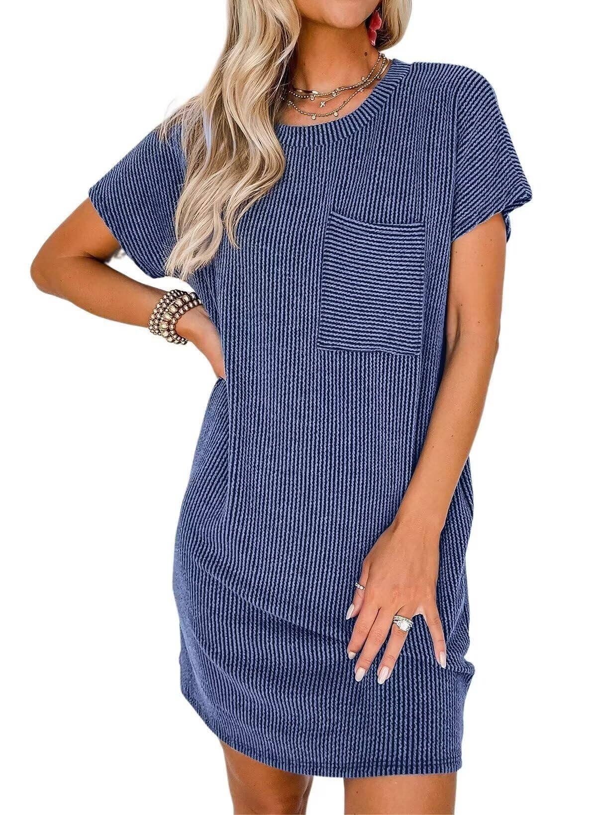 Lovesoft – Großhandel Kleid – Damen – Sommerliches lässiges T-Shirt-Kleid mit kurzen Ärmeln (mit Taschen)9
