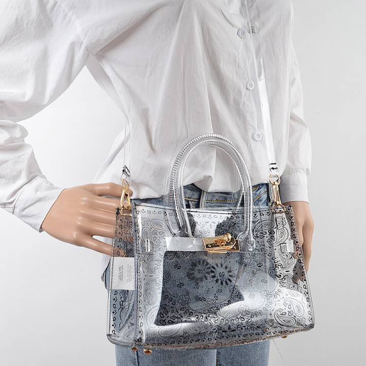 Clear Bandana Print Transparent Bag for wholesale on Faire