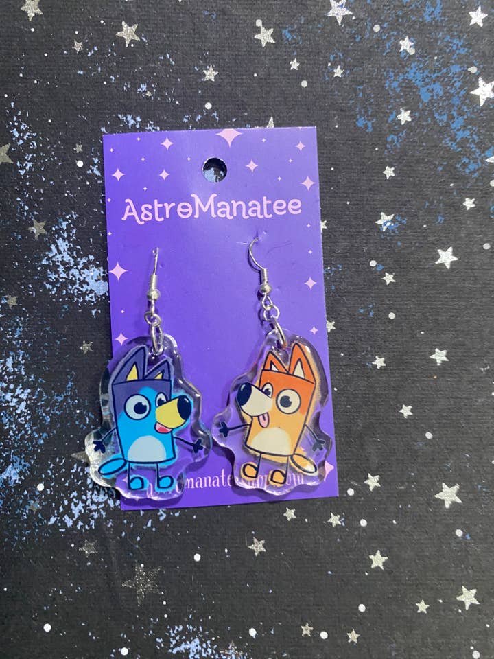 Bluey og Bingo øreringe//søde øreringe til lærere for engroshandel hos AstroManatee Shop