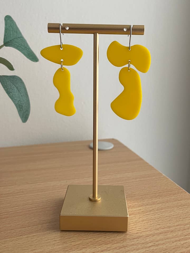 Unique Lightweight Mismatched Yellow Acrylic Fun Earrings for wholesale by Pineapple Phi