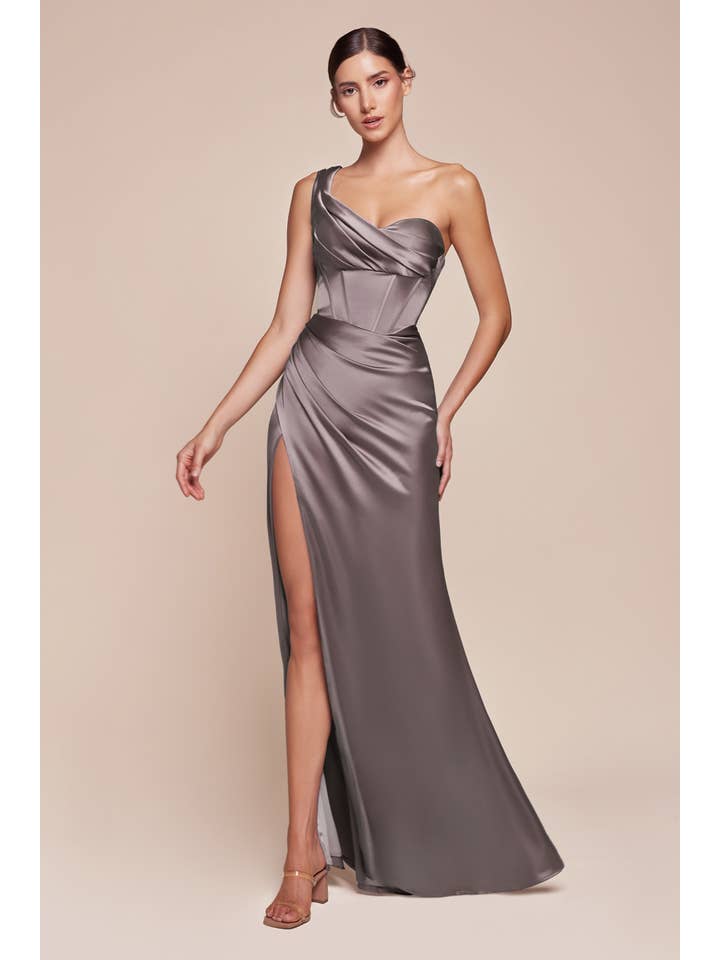 Ladivine by Cinderella Divine – wholesale Dress – Women's – ONE SHOULDER SATIN CORSET GOWN
11