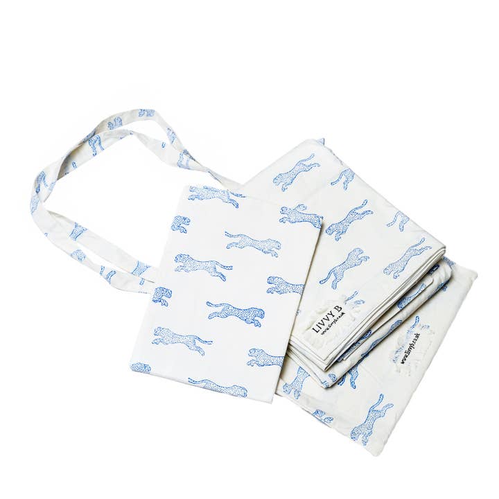 Cheetah Bedding Set (Blue) for wholesale by Livvy B